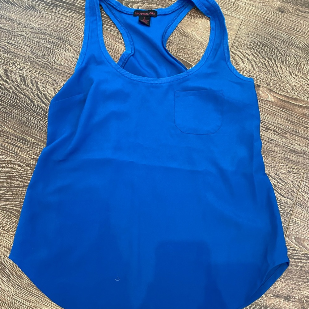 Blue silk tank top